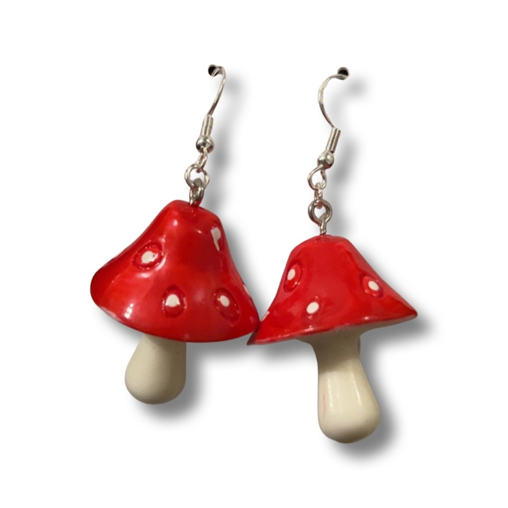 🟢Handmade Mushroom Earrings🍄
